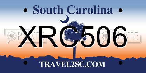 XRC506 South Carolina License Plate