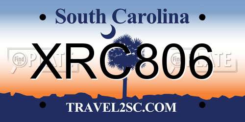 XRC806 South Carolina License Plate