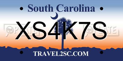 XS4K7S South Carolina License Plate