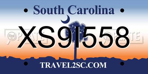 XS9I558 South Carolina License Plate