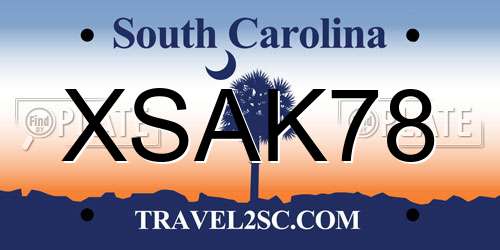 XSAK78 South Carolina License Plate