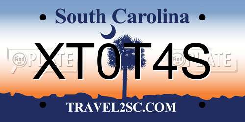 XT0T4S South Carolina License Plate