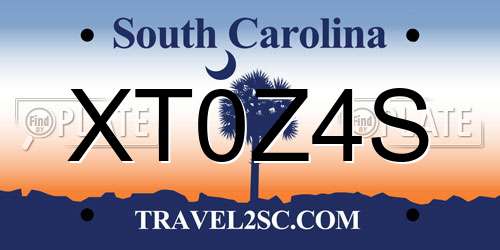 XT0Z4S South Carolina License Plate