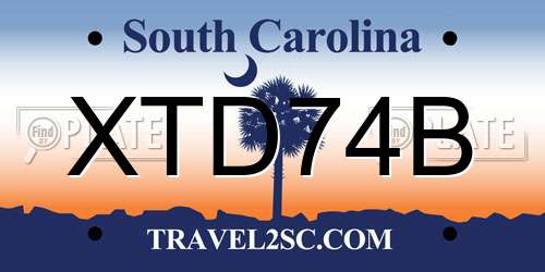 XTD74B South Carolina License Plate