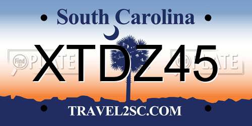 XTDZ45 South Carolina License Plate