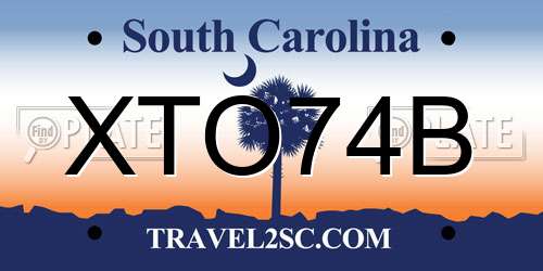 XTO74B South Carolina License Plate