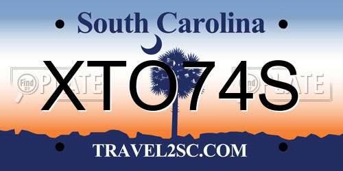 XTO74S South Carolina License Plate