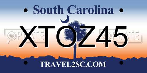 XTOZ45 South Carolina License Plate