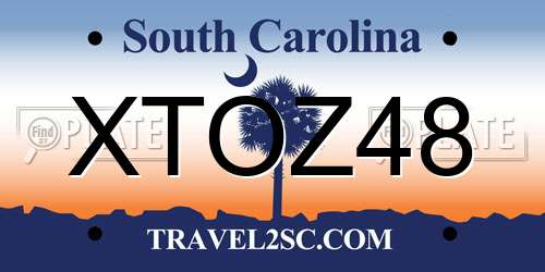 XTOZ48 South Carolina License Plate