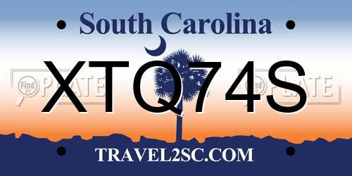XTQ74S South Carolina License Plate