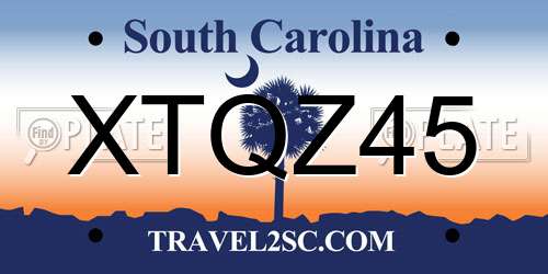 XTQZ45 South Carolina License Plate
