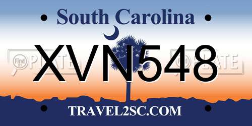 XVN548 South Carolina License Plate