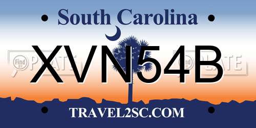 XVN54B South Carolina License Plate