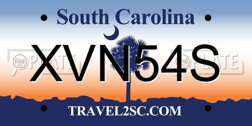 XVN54S South Carolina License Plate
