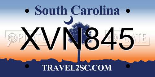 XVN845 South Carolina License Plate