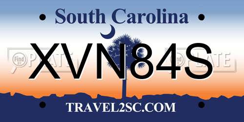 XVN84S South Carolina License Plate