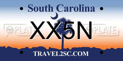 XX5N South Carolina License Plate