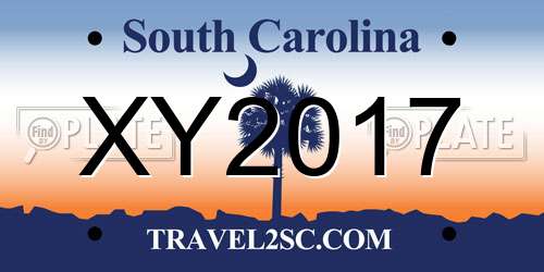 XY2017 South Carolina License Plate