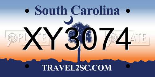 XY3074 South Carolina License Plate