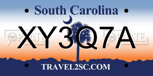XY3Q7A South Carolina License Plate