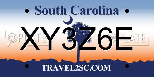 XY3Z6E South Carolina License Plate