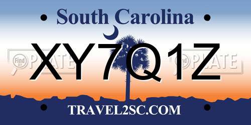 XY7Q1Z South Carolina License Plate