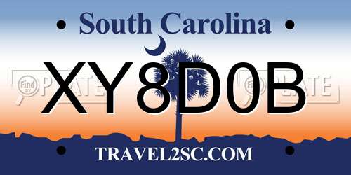XY8D0B South Carolina License Plate
