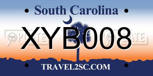 XYB008 South Carolina License Plate