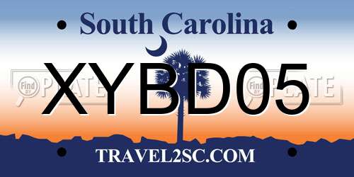 XYBD05 South Carolina License Plate