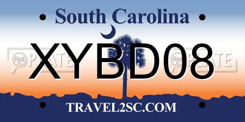 XYBD08 South Carolina License Plate