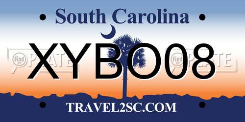 XYBO08 South Carolina License Plate