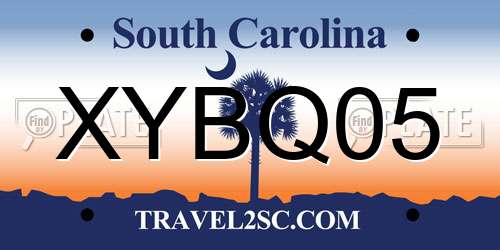 XYBQ05 South Carolina License Plate
