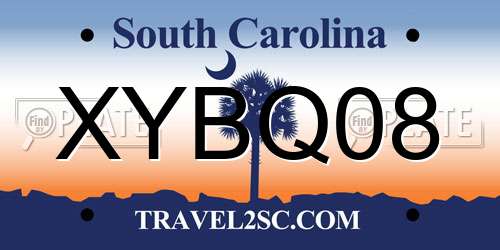 XYBQ08 South Carolina License Plate