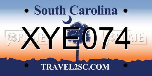 XYE074 South Carolina License Plate