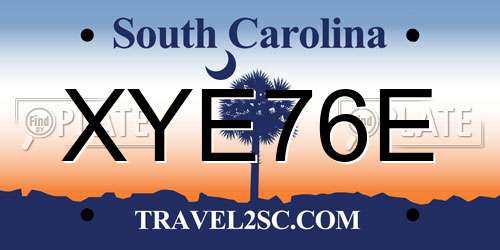 XYE76E South Carolina License Plate