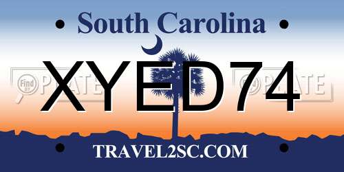 XYED74 South Carolina License Plate
