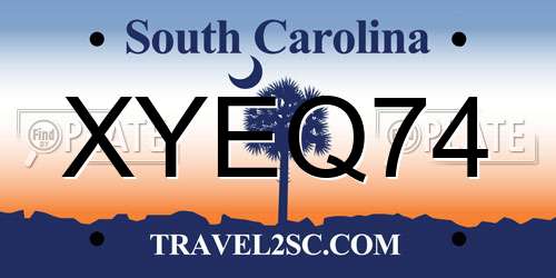 XYEQ74 South Carolina License Plate