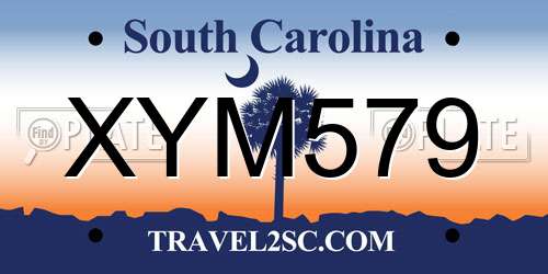 XYM579 South Carolina License Plate