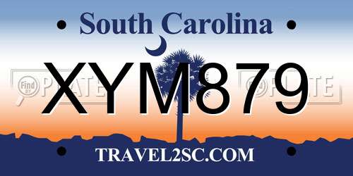 XYM879 South Carolina License Plate