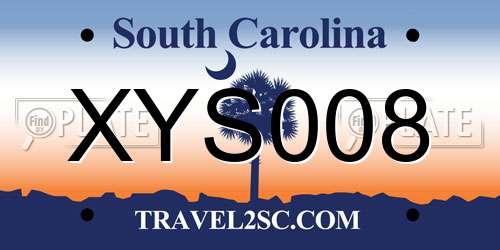 XYS008 South Carolina License Plate