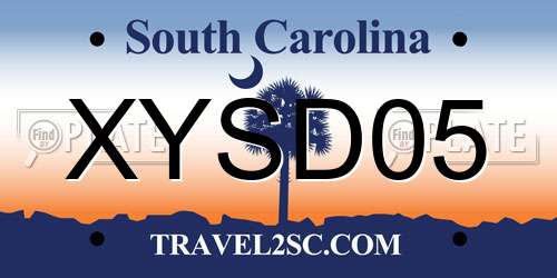 XYSD05 South Carolina License Plate