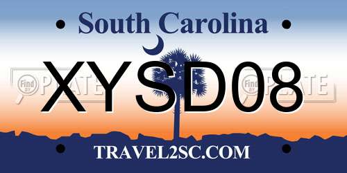 XYSD08 South Carolina License Plate