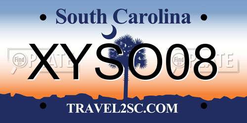 XYSO08 South Carolina License Plate