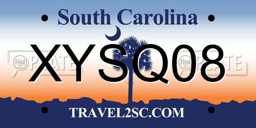 XYSQ08 South Carolina License Plate