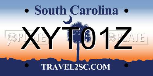 XYT01Z South Carolina License Plate