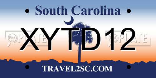 XYTD12 South Carolina License Plate