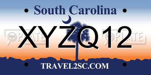 XYZQ12 South Carolina License Plate