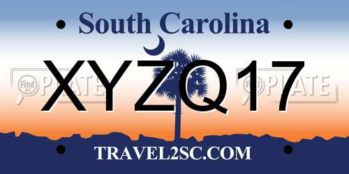XYZQ17 South Carolina License Plate