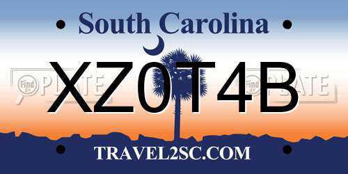 XZ0T4B South Carolina License Plate