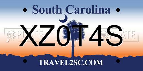 XZ0T4S South Carolina License Plate